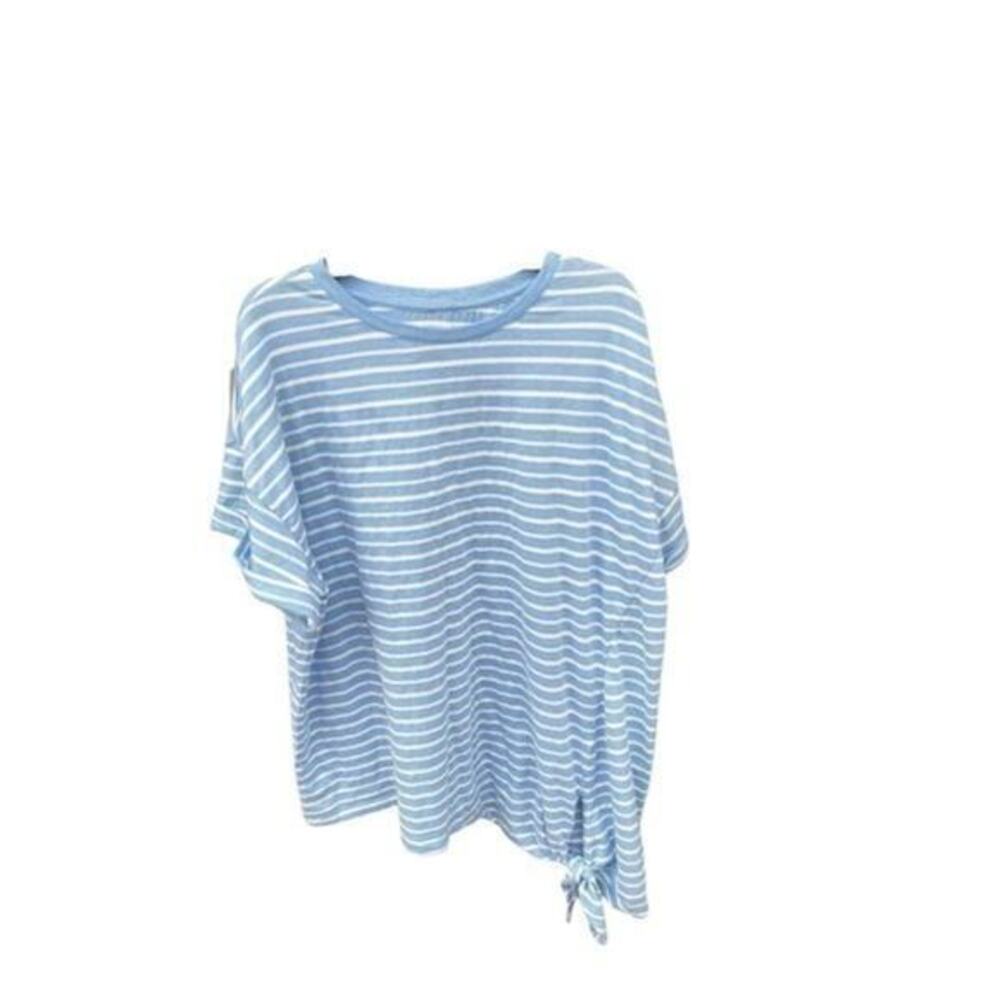 Chaps Pastel blue white cream stripes cap sleeve coastal NWOT sz 2XL fits 3XL